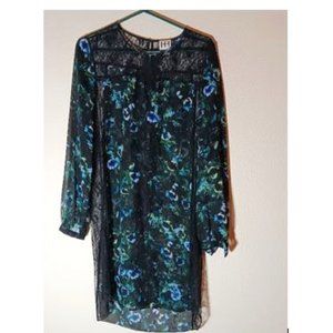 Haute Hippie Floral/Lace Sheer Dress, M